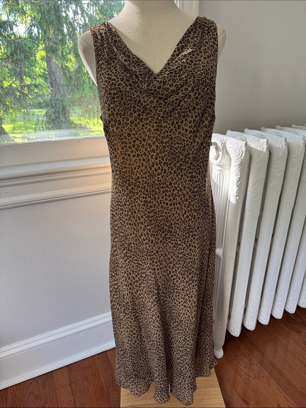 Vintage Ann Taylor Silk Animal Print Midi Dress